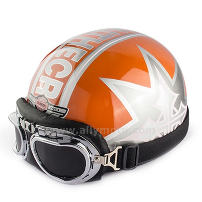 129 Vintage Style Riding Helmet National Flag Open Face Half Chopper Cruiser Scooter Touring Goggles Visor@3